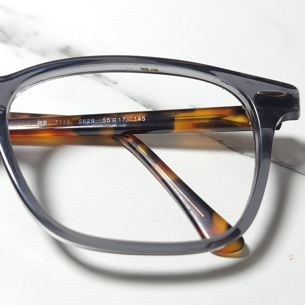 Ray-Ban RB 7119 5629 Grey Tortoise Rectangular Eyeglass Frames 55-17-145 - Picture 3 of 9